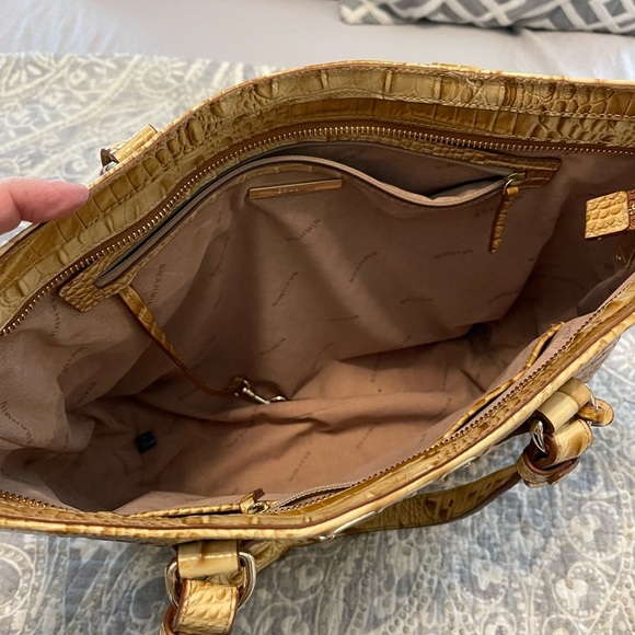 Brahmin Lena Purse crocodile embossed leather satchel tan beige brown - Picture 5 of 9